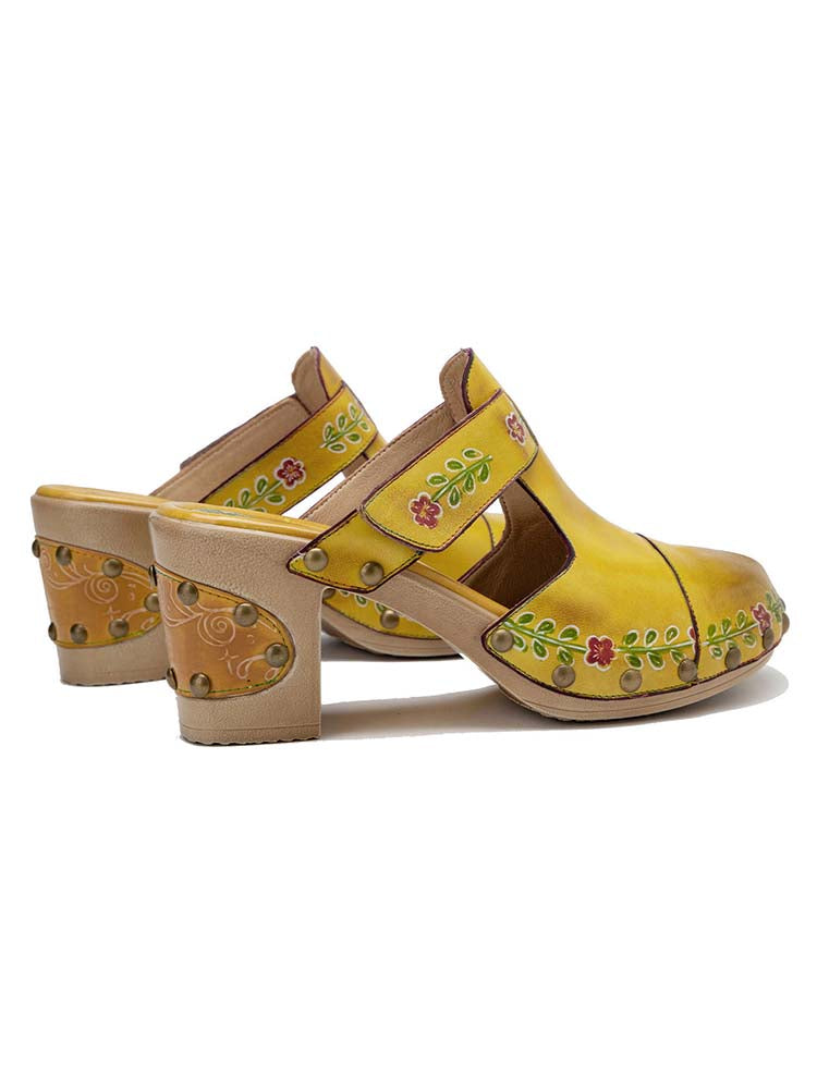 Vintage Handmade Round Toe Floral Slippers