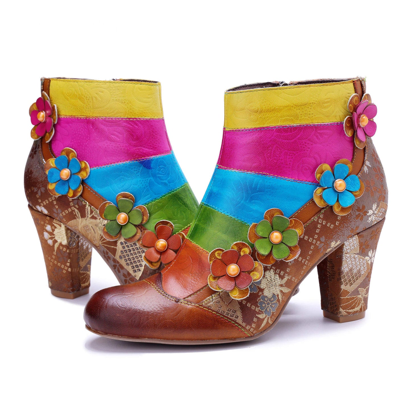 Rainbow Bloom Ankle Boots