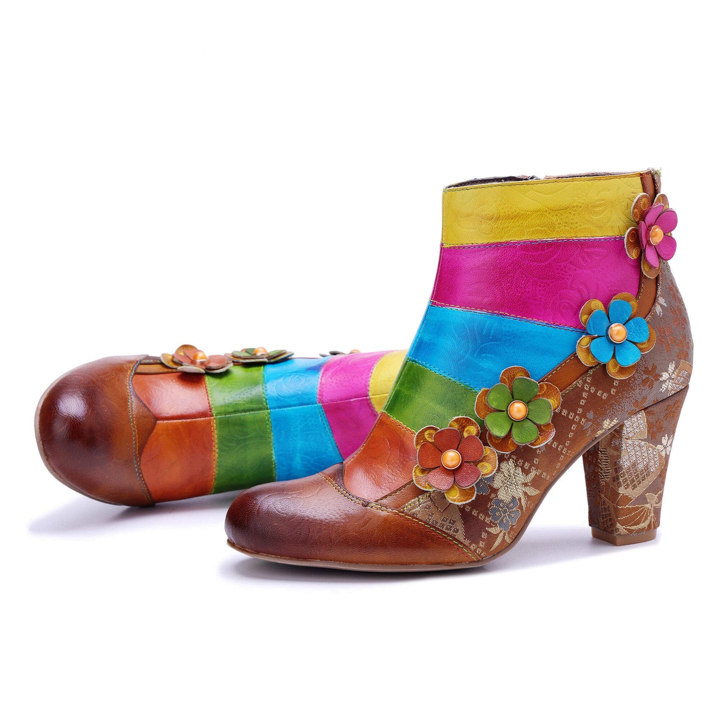Rainbow Bloom Ankle Boots