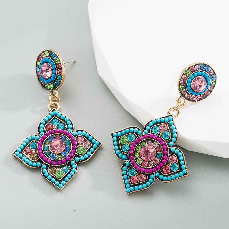 Fun and Whimsical Seed Beads & Rhinestone Earrings