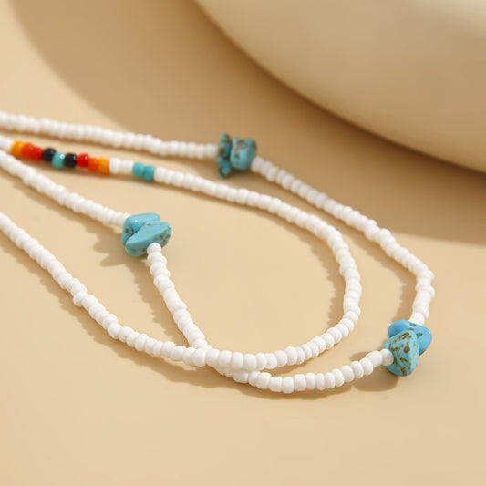 Natural Turquoise & Rice Beads Waist Chains Set