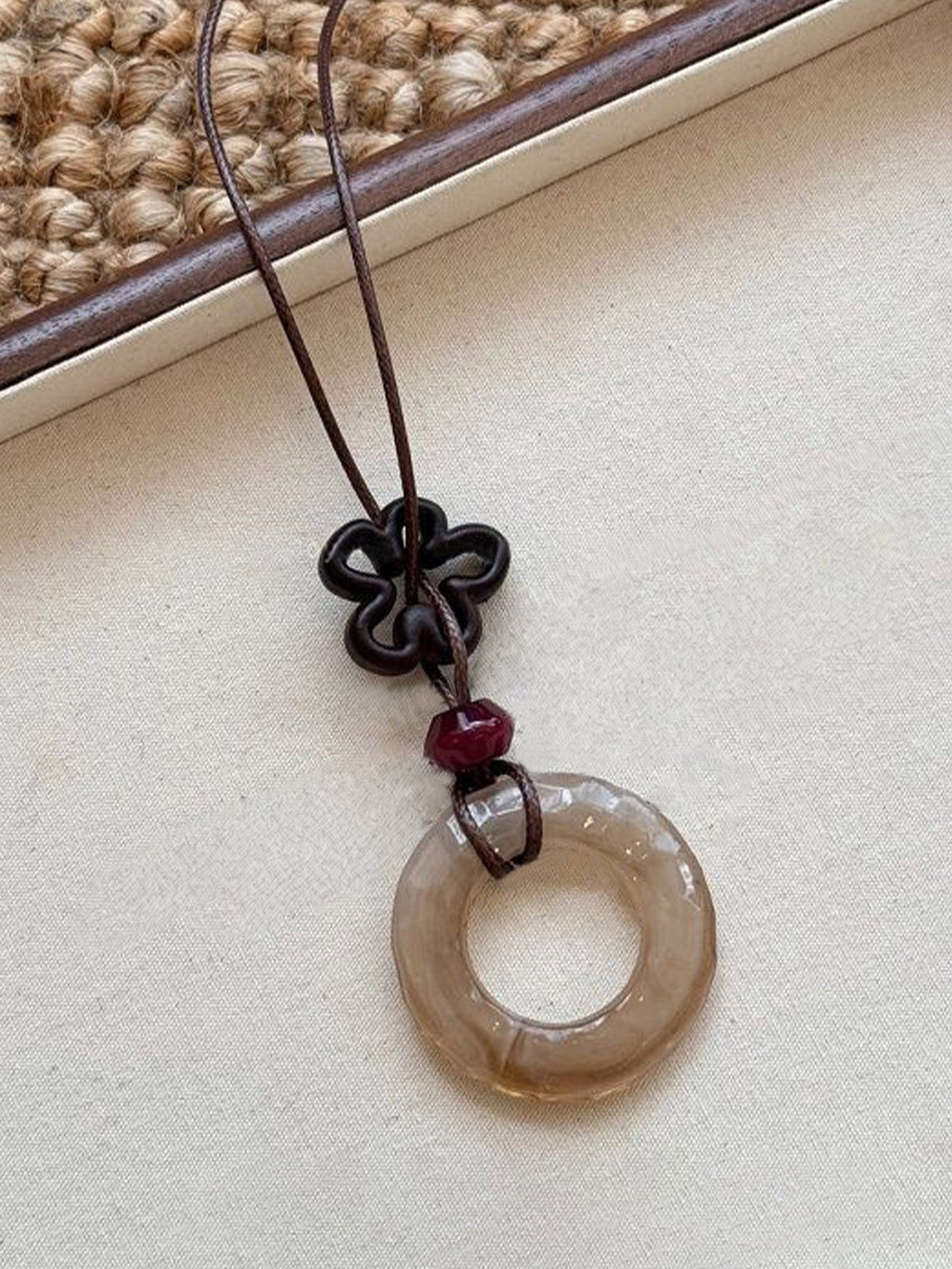 Long Pendant Necklace With Marbled Design