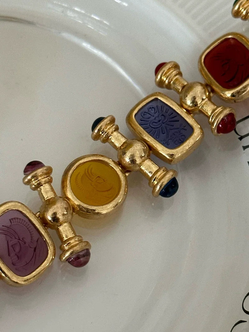 Chunky Colorful Retro Statement Bracelet