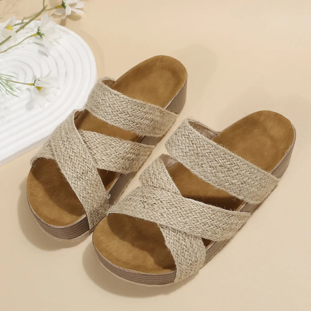 Crisscross Open-Toe Vegan Platform Sandals