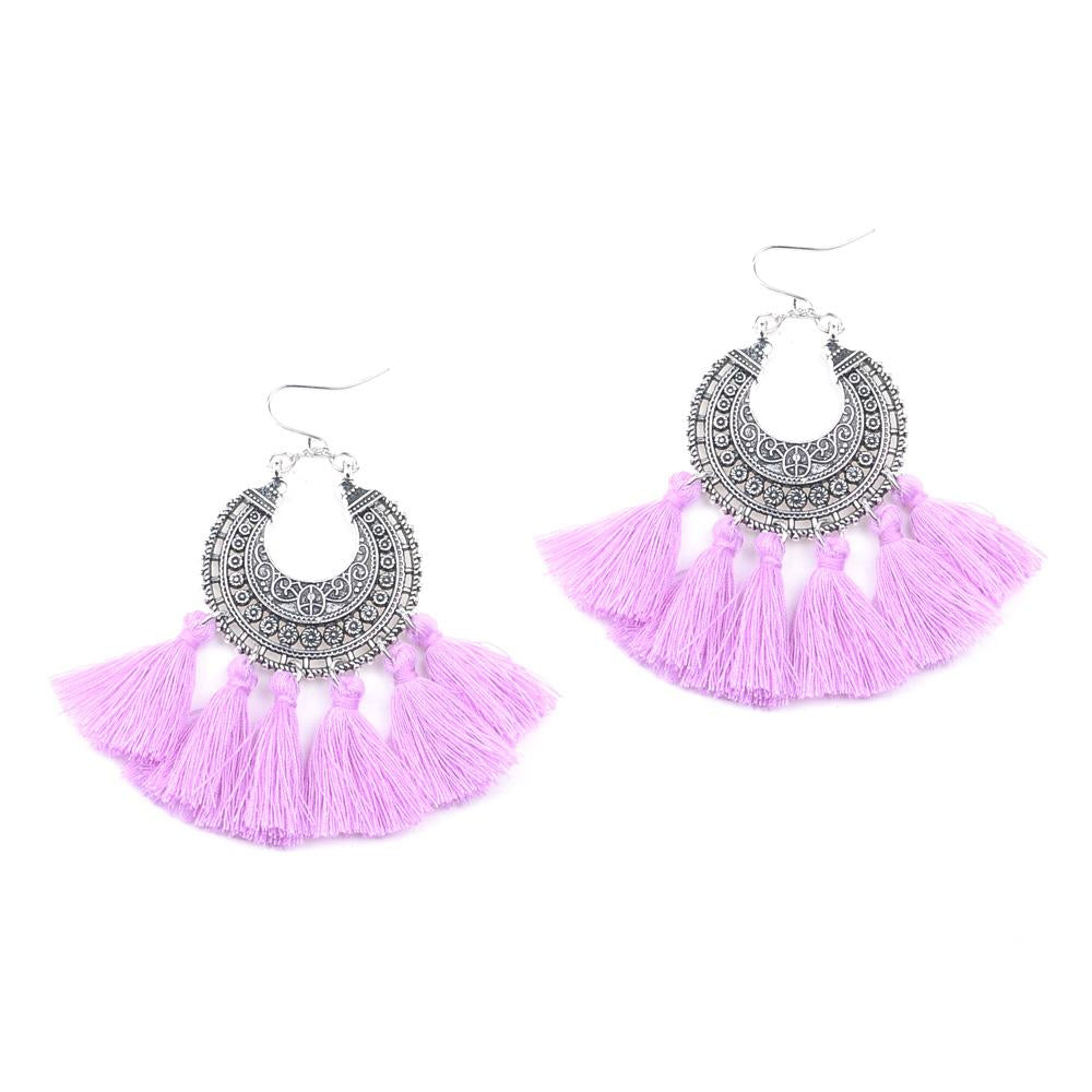 Boho Tassel Earrings with Antique Silver Finish