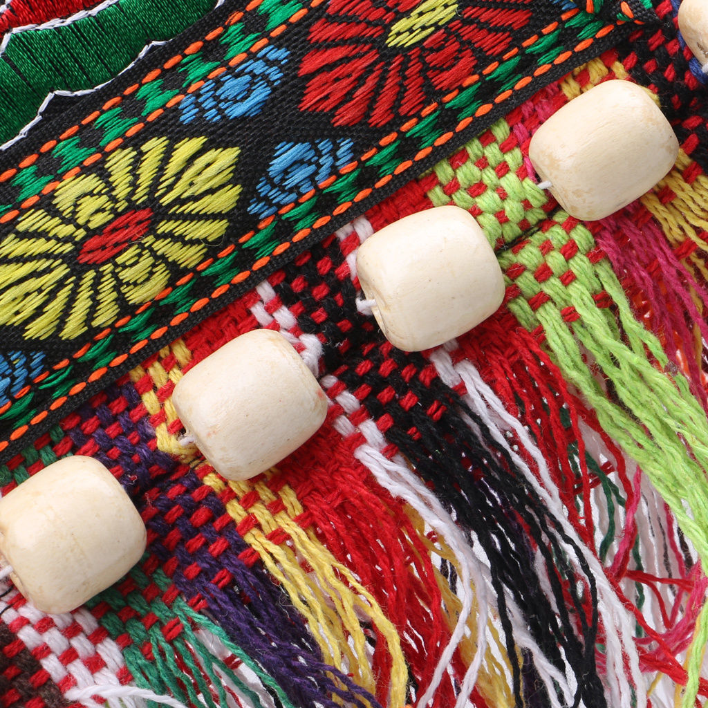 Vintage Embroidered Chinese Messenger Bag w/Tassels & Beads