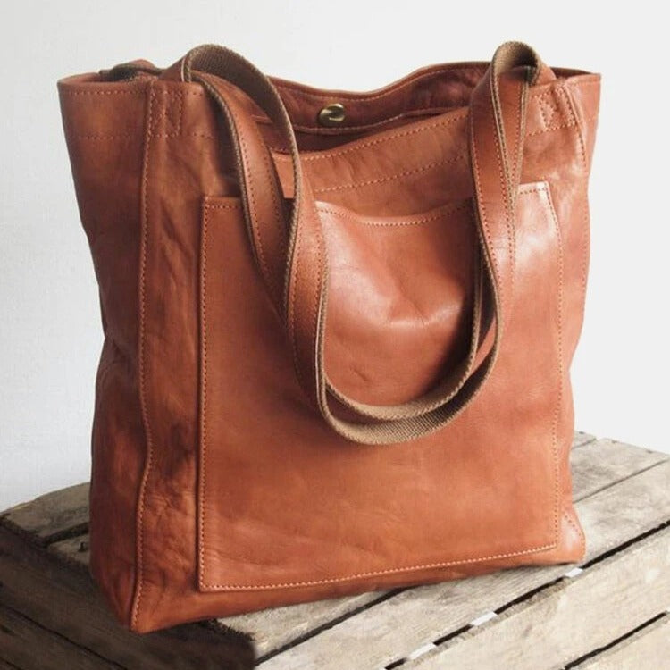 Classic Oil Wax Vegan Leather Shoulder Bag