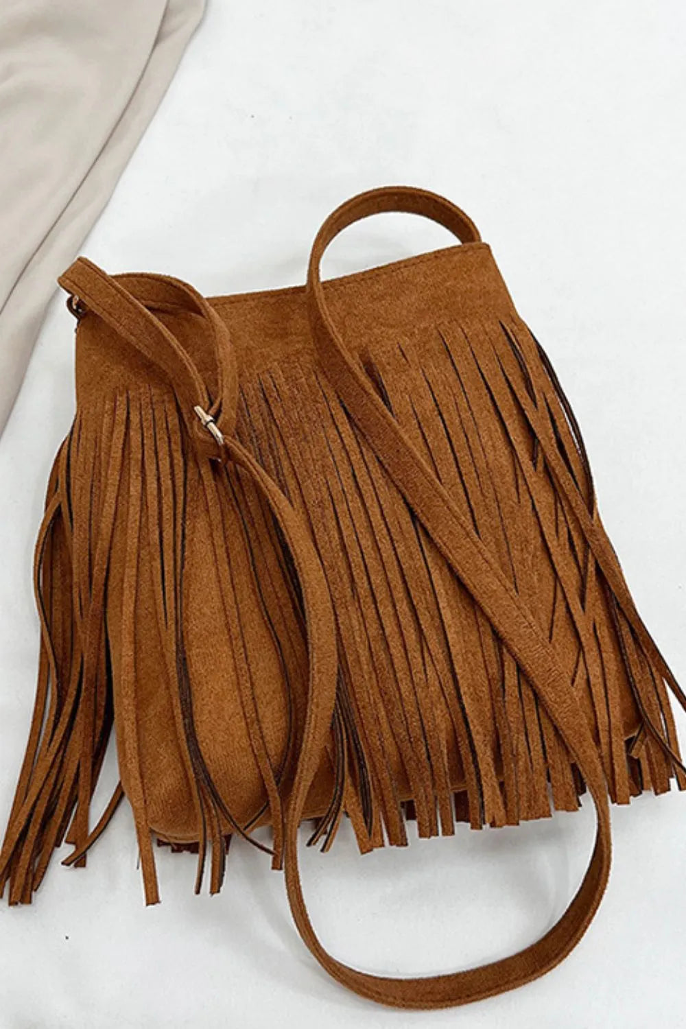 Vegan Suede Boho Tassel Hobo Shoulder Bag