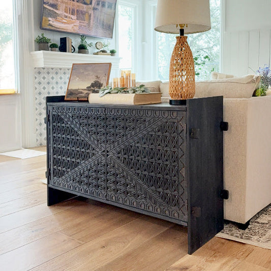 48-Inch Carved Wood Console Table