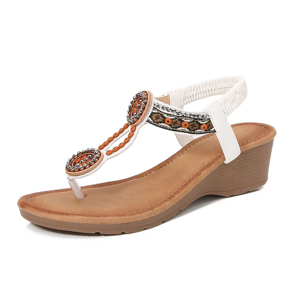 Riveted & Beaded Wedge Sandals