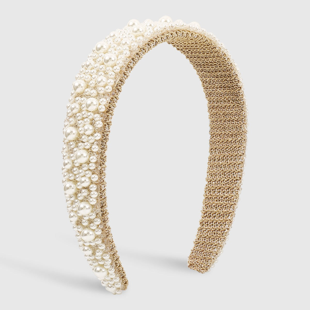 Woven Headband Pearl Flower Rhinestone Beadwork