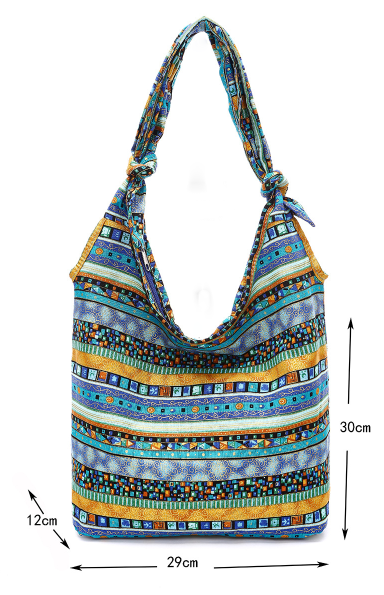 Bucket Style Shoulder Bag in Natural Cotton