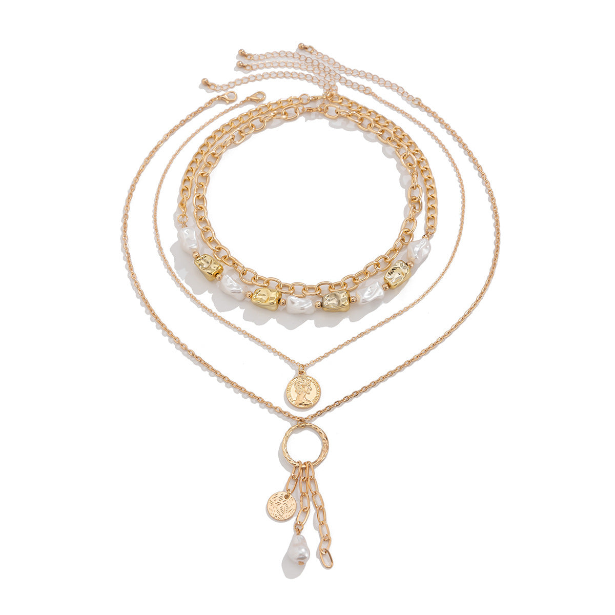 Stacked multi-layer necklace set