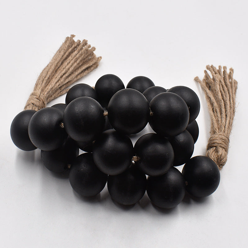 Natural Big Wood Bead Garland with Tassels