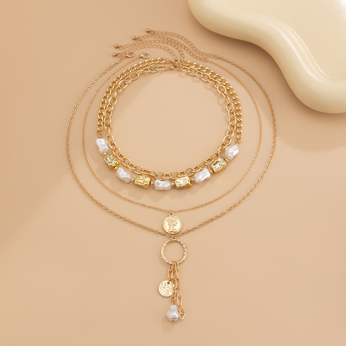 Stacked multi-layer necklace set