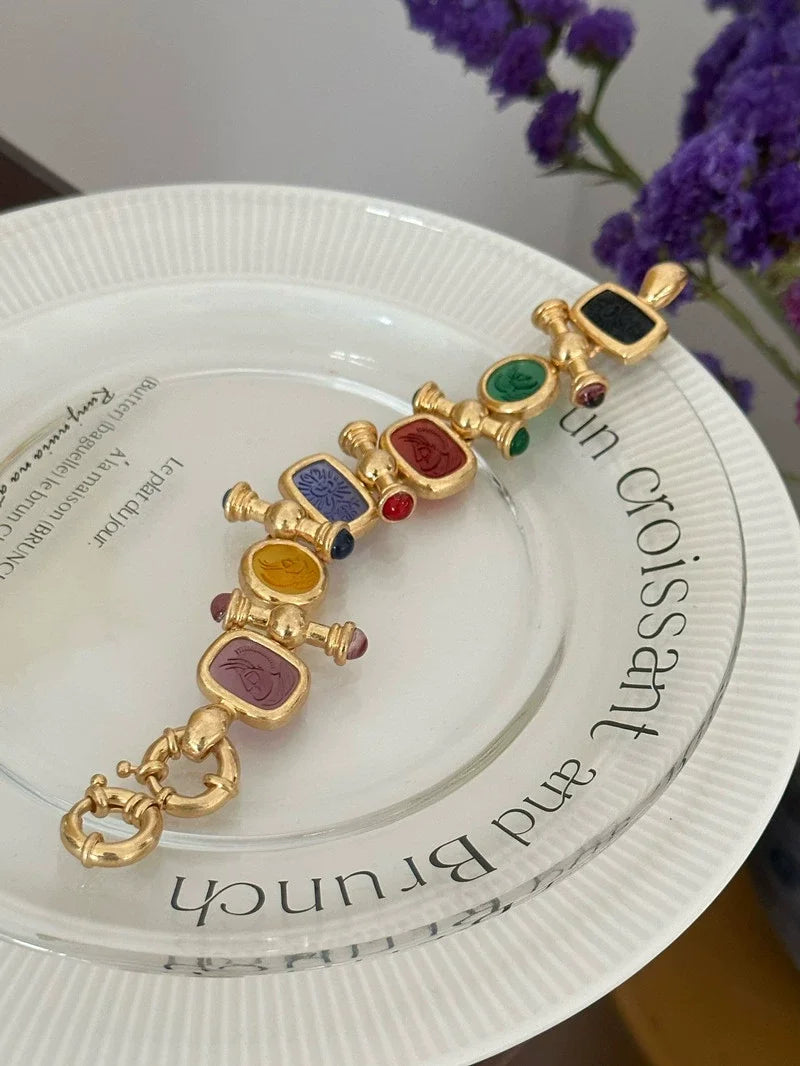 Chunky Colorful Retro Statement Bracelet