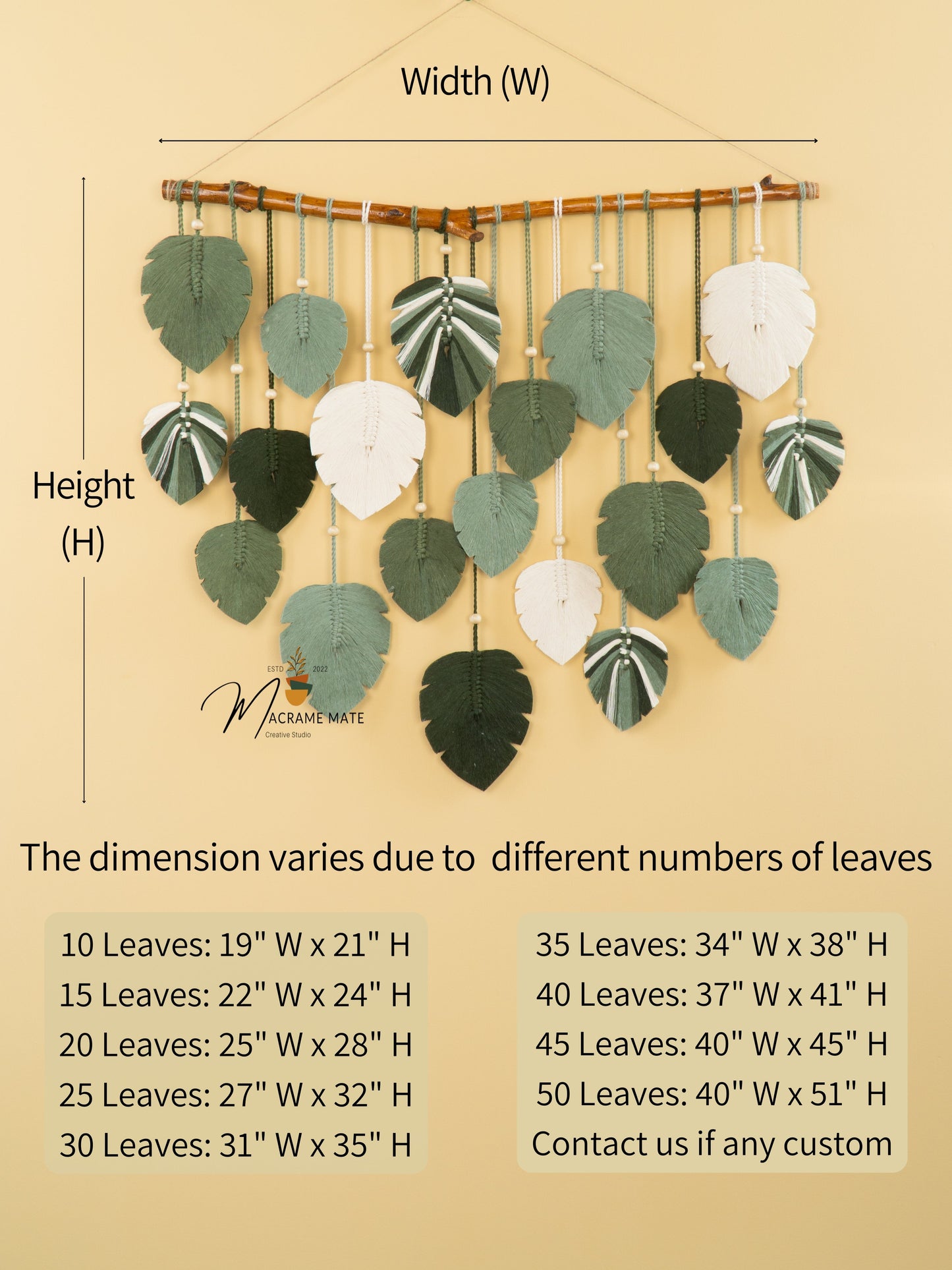 Elodie Monstera Mixed Macrame Leaves Wall Hanging