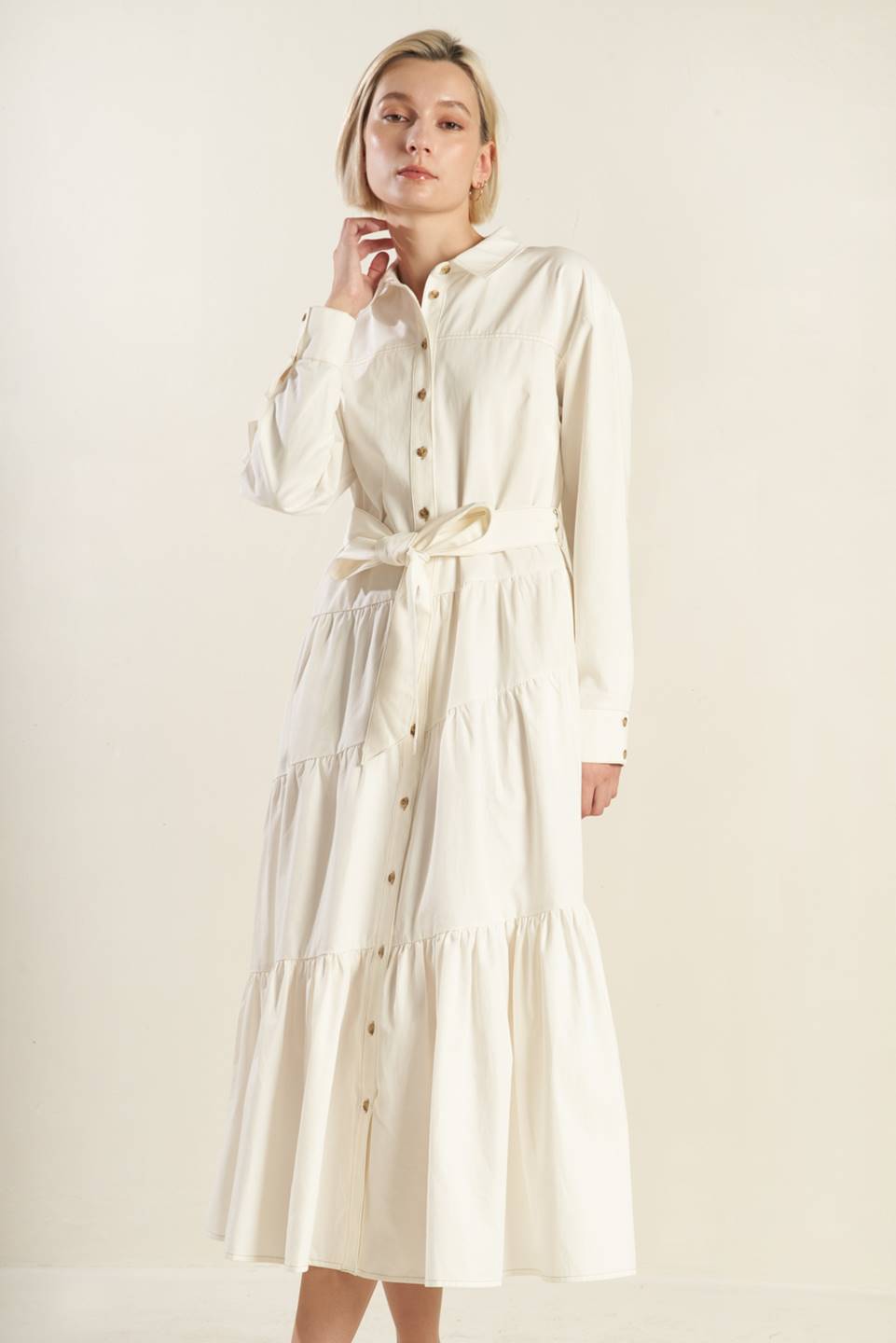 Anytime Now Woven Twill Midi Dress