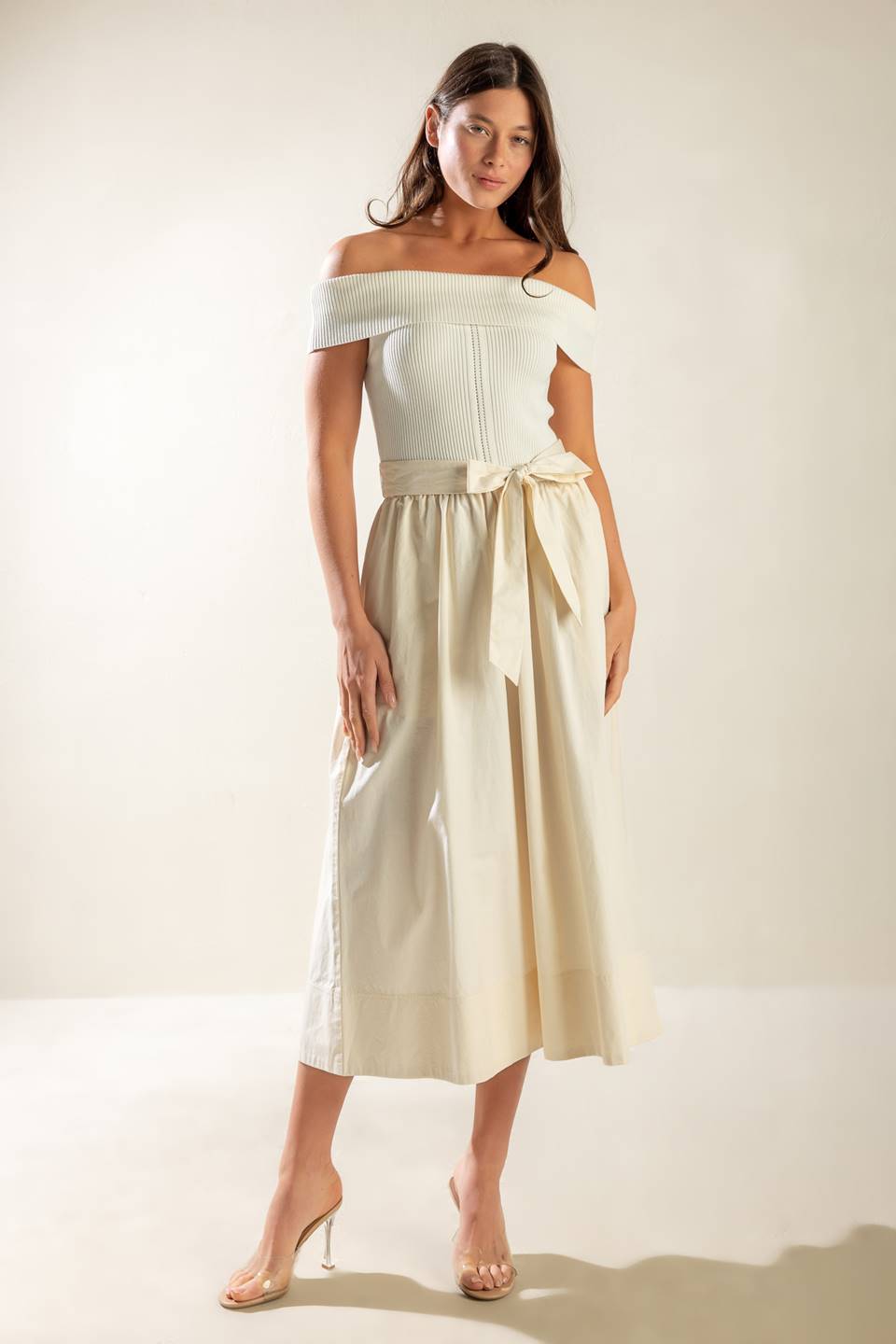 Social Season  Off Shoulder Midi Dress