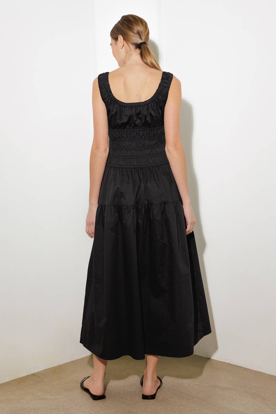 Loveliest Looks Black Woven Midi Dress
