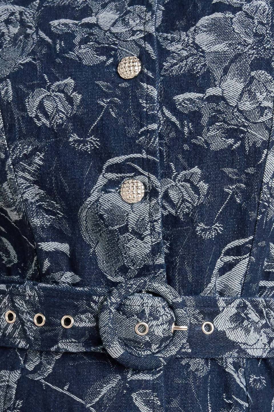 Dark Bloom Jacquard Denim Midi Dress