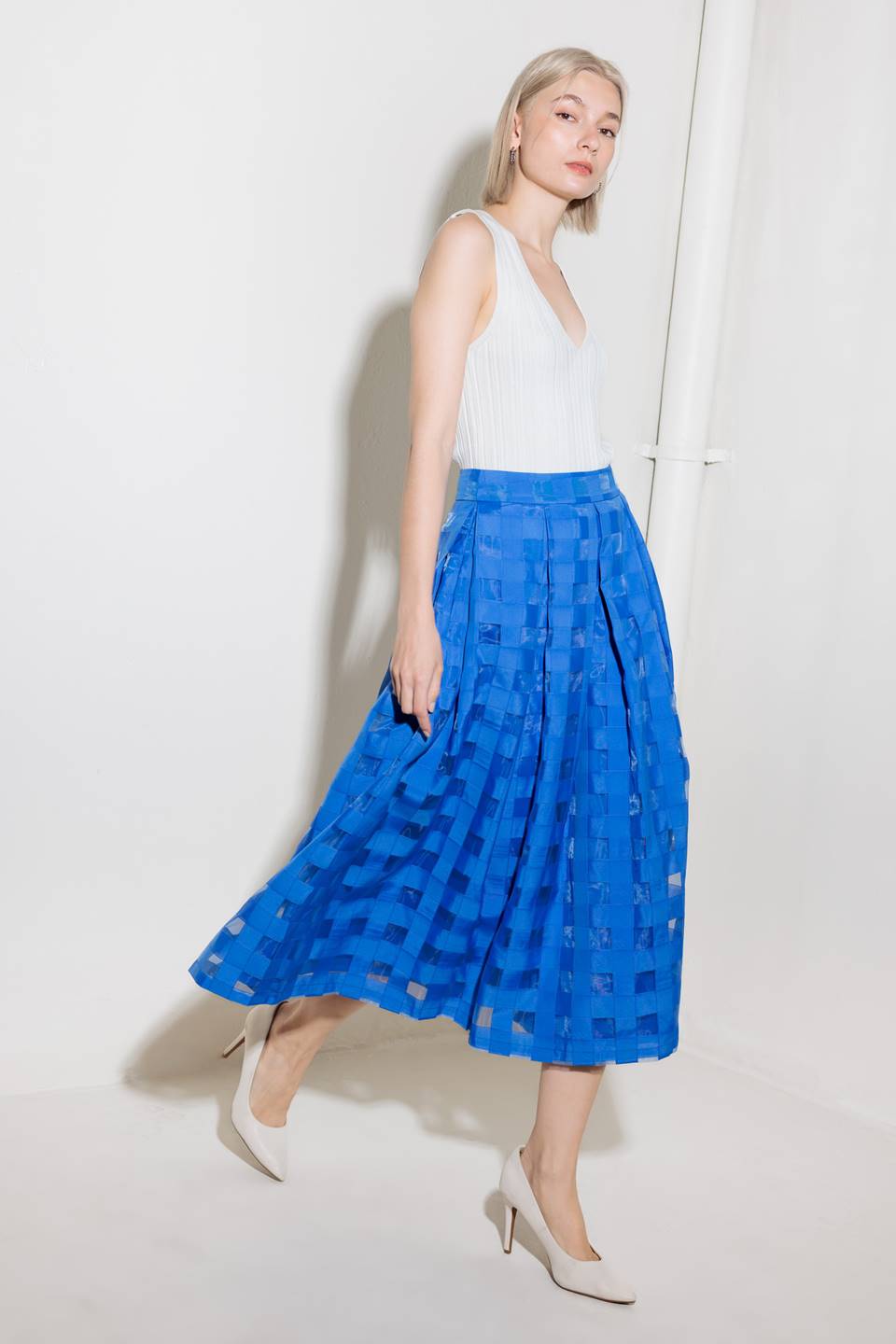 Live For Us Blue Organza Midi Skirt