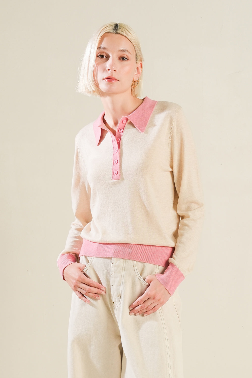 Hidden Reflections Sweater Polo Top