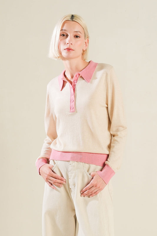 Hidden Reflections Sweater Polo Top