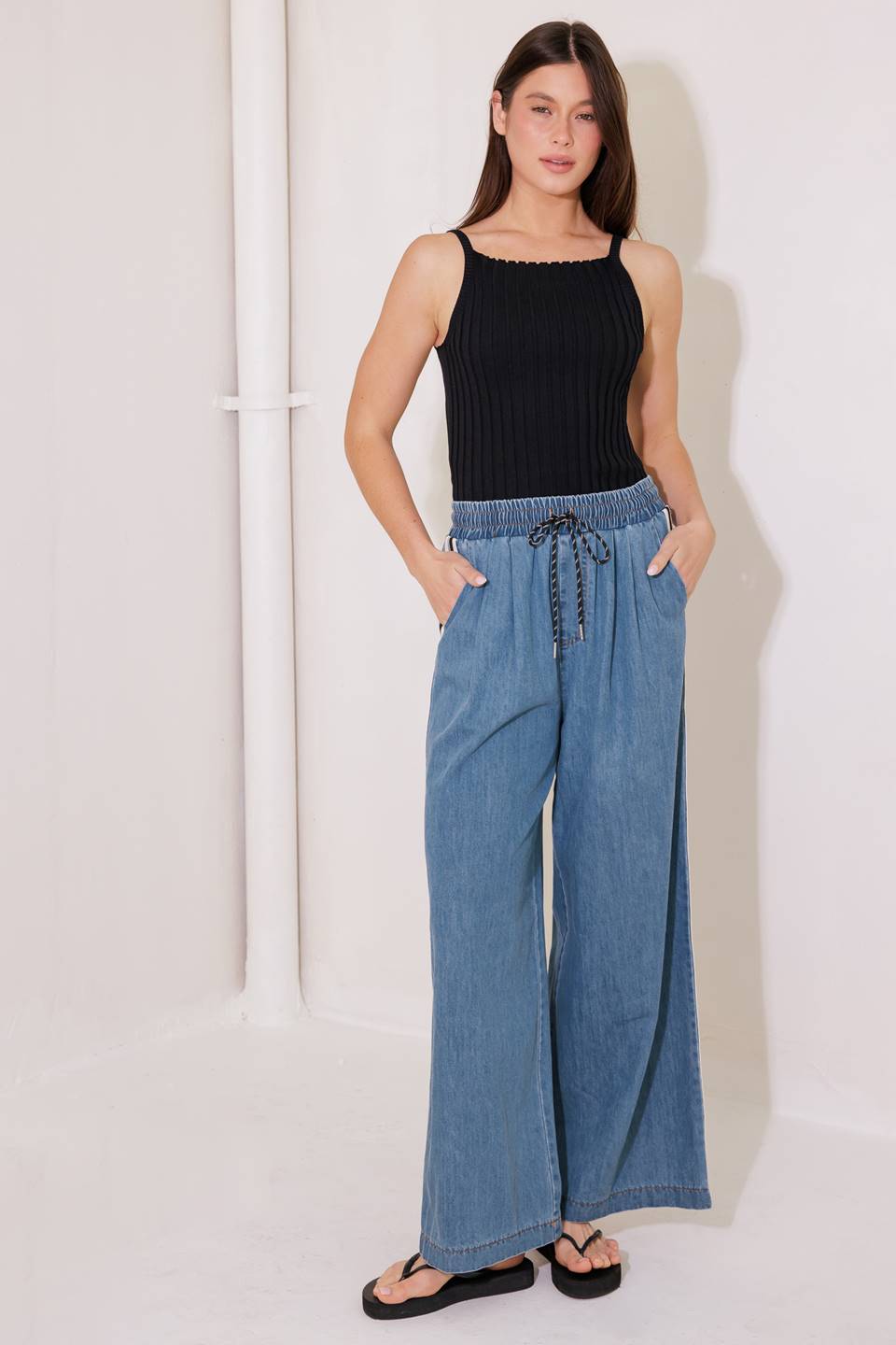 Bit of Sunshine Black Sweater Knit Tank Top