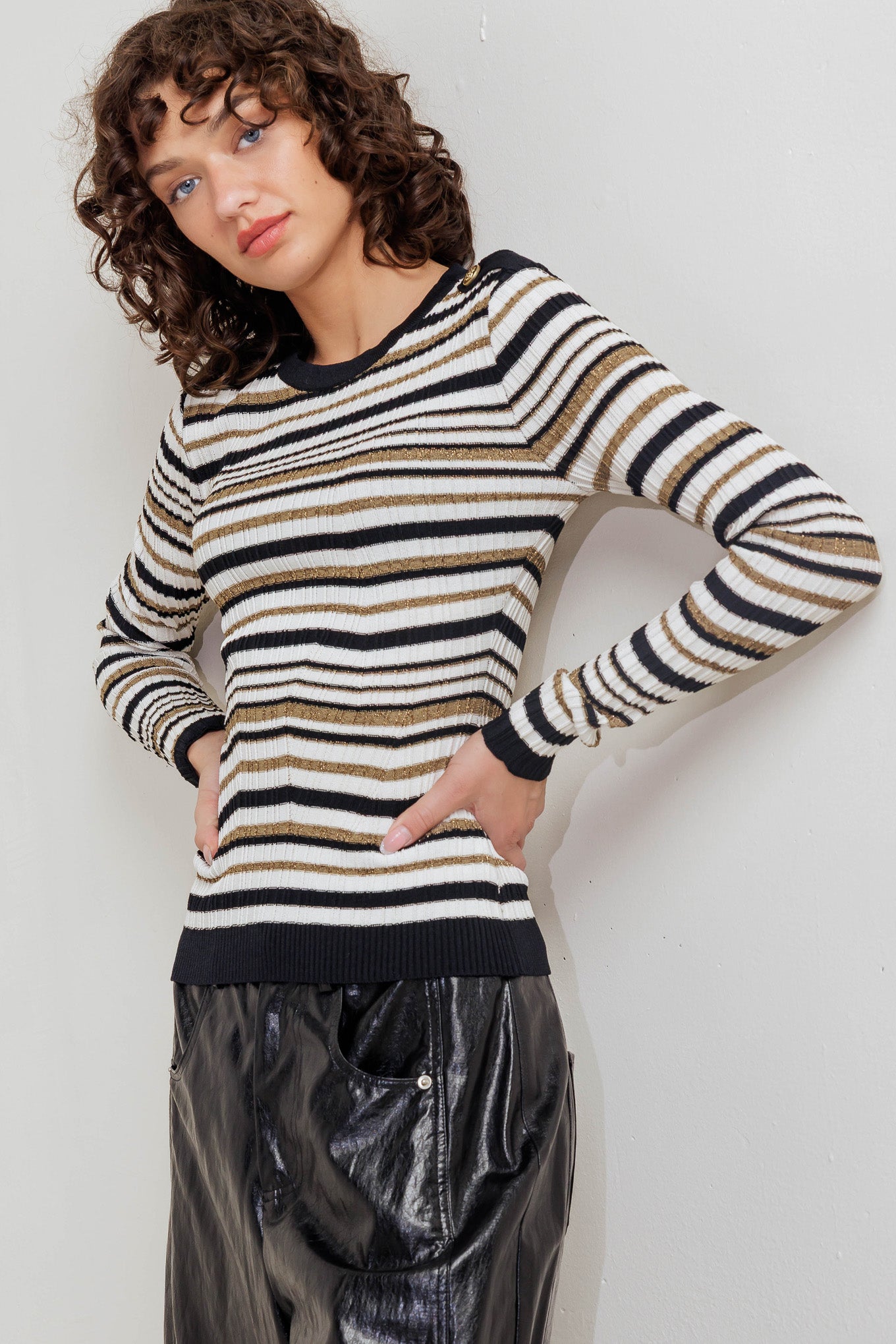 Sweet Stripe Muse Sweater Knit Top