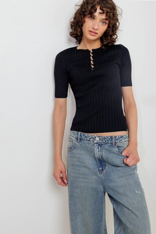 Modern Curl Sweater Knit Top