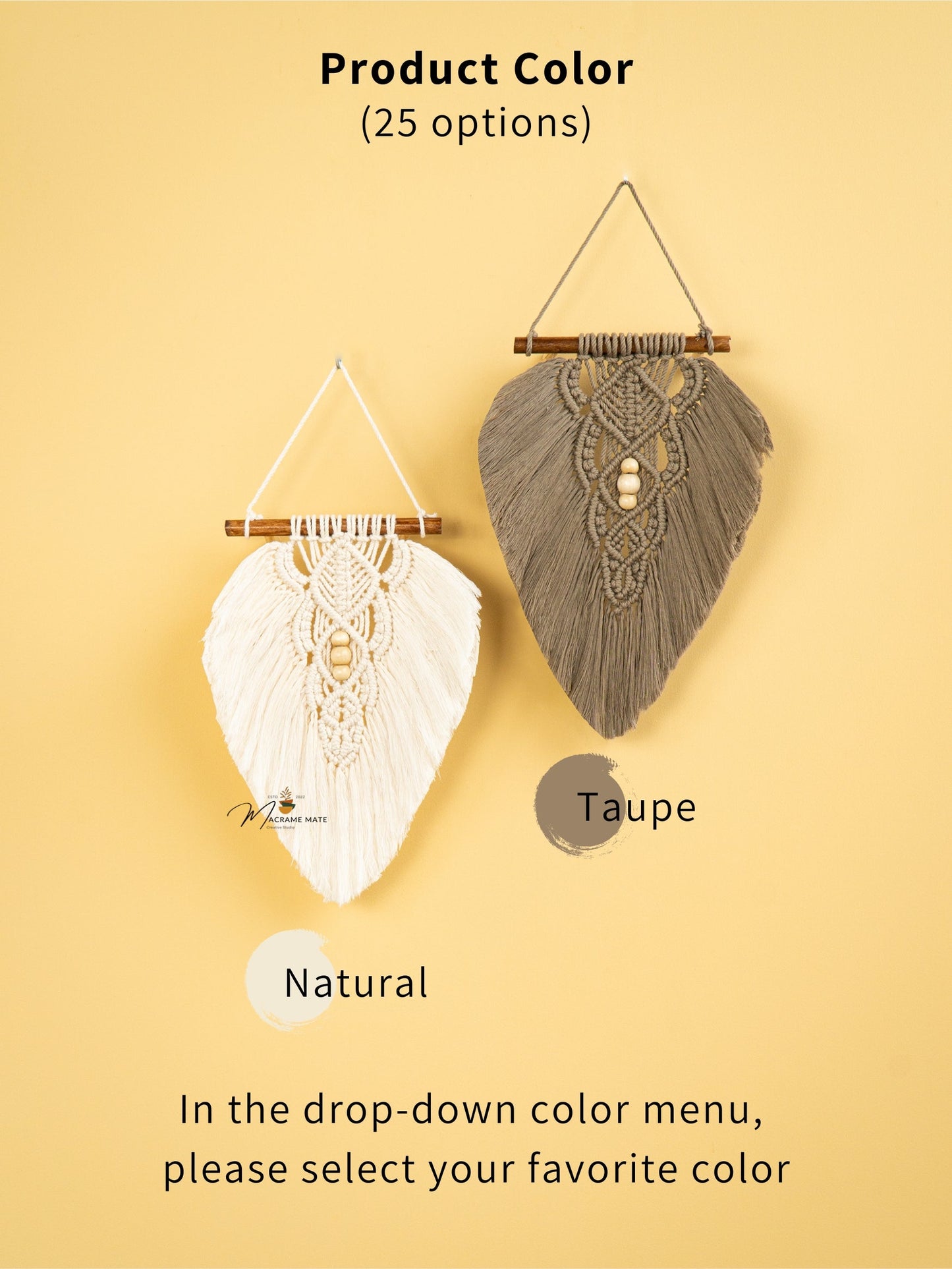 Rustic Natural Taupe Macrame Leaves