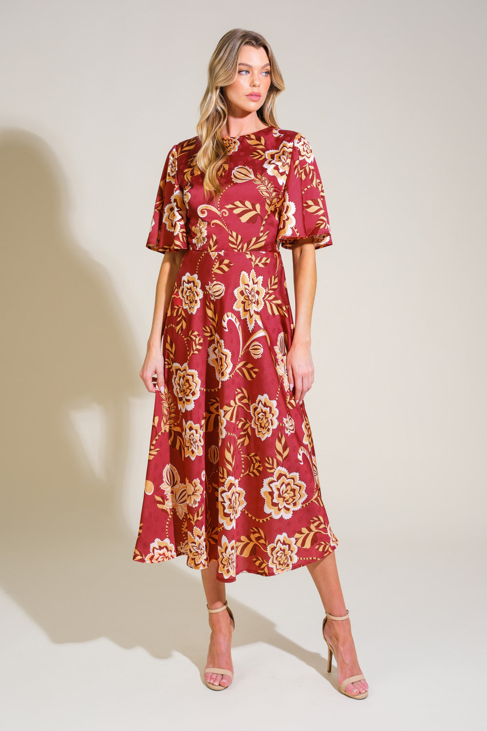 Total Frill Woven Midi Dress