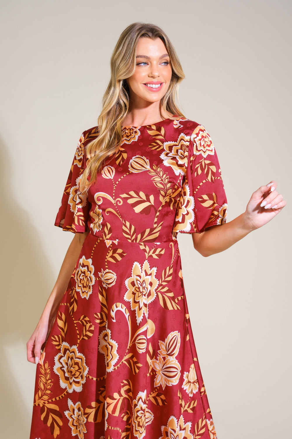 Total Frill Woven Midi Dress