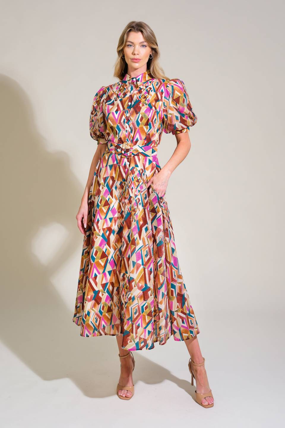 Garden Harmony Woven Midi Dress