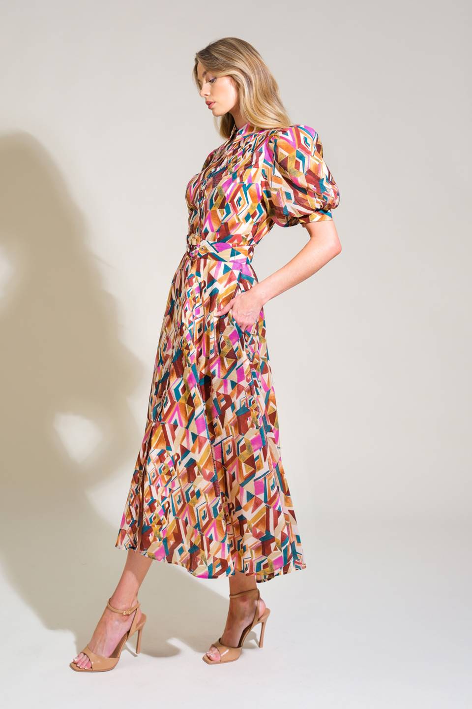 Garden Harmony Woven Midi Dress