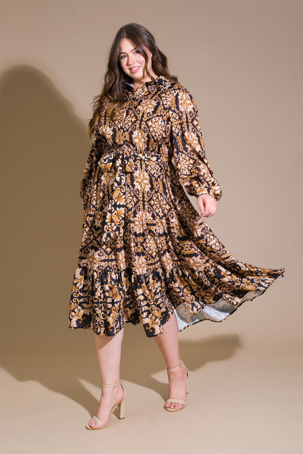 Honeyed Tones Dreams Woven Midi Dress