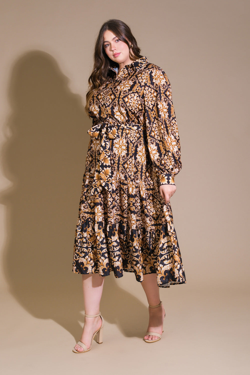 Honeyed Tones Dreams Woven Midi Dress