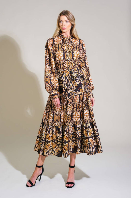 Honeyed Tones Dreams Woven Midi Dress