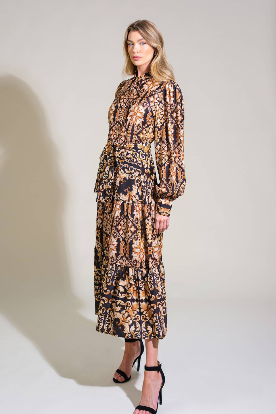 Honeyed Tones Dreams Woven Midi Dress