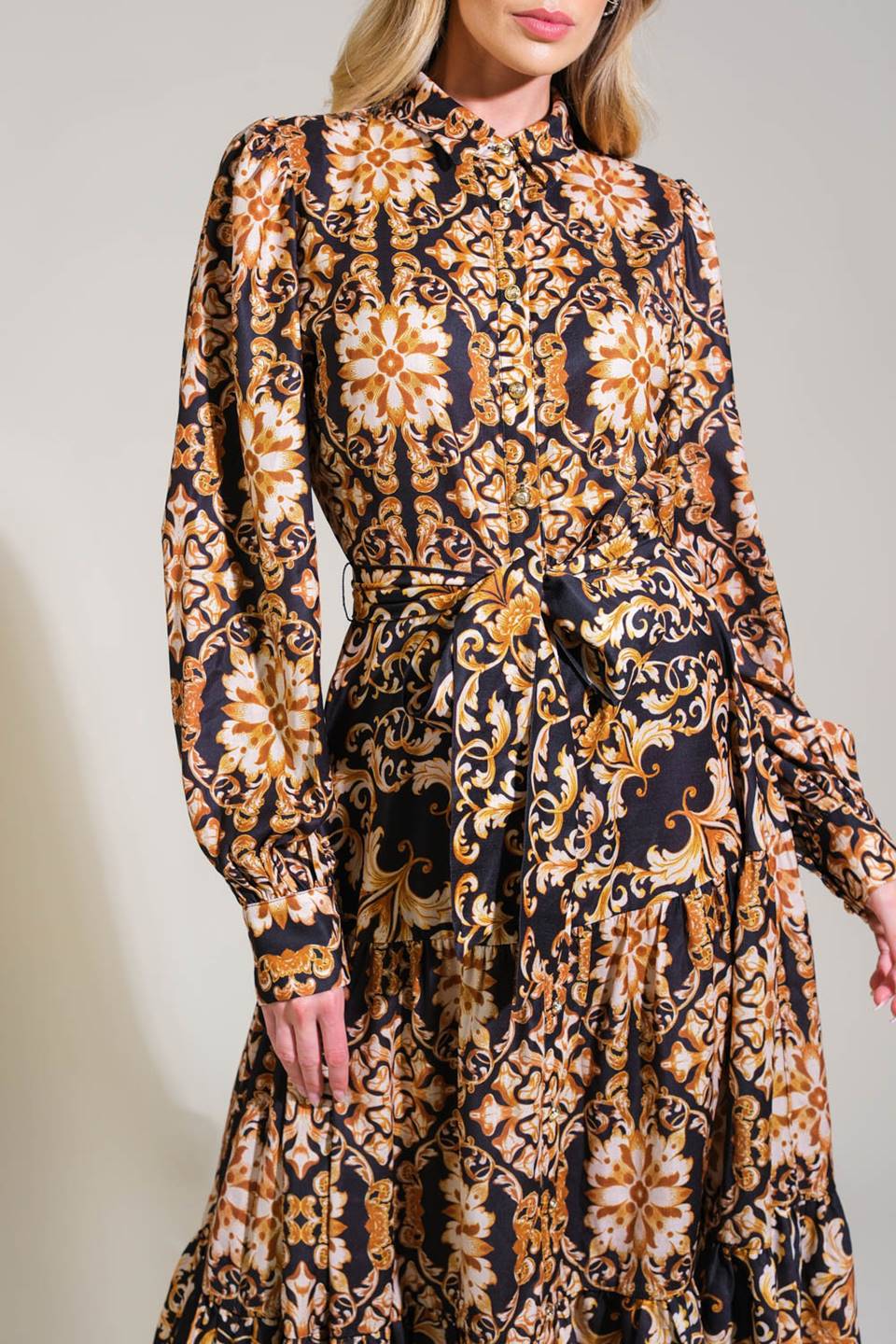 Honeyed Tones Dreams Woven Midi Dress