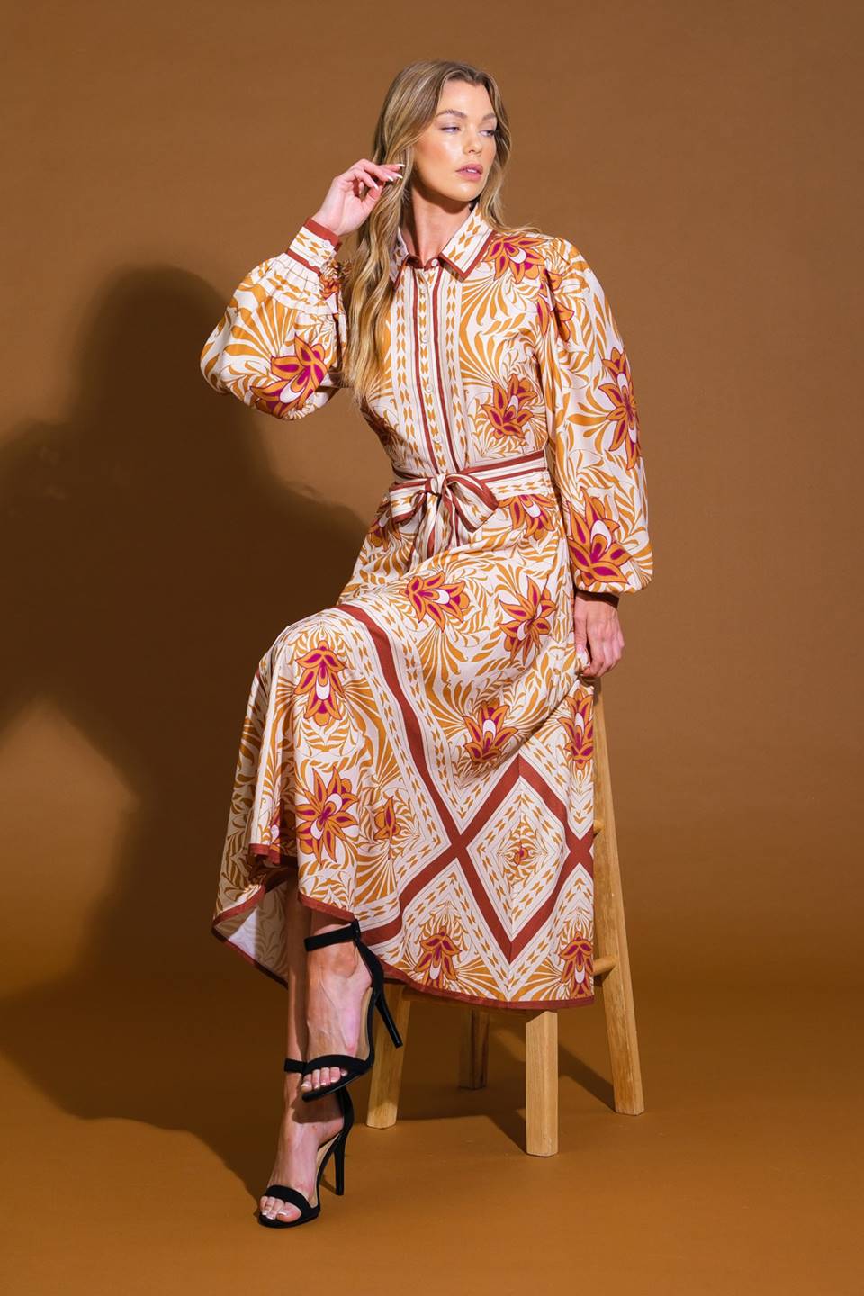 Love Espresso Woven Midi Dress