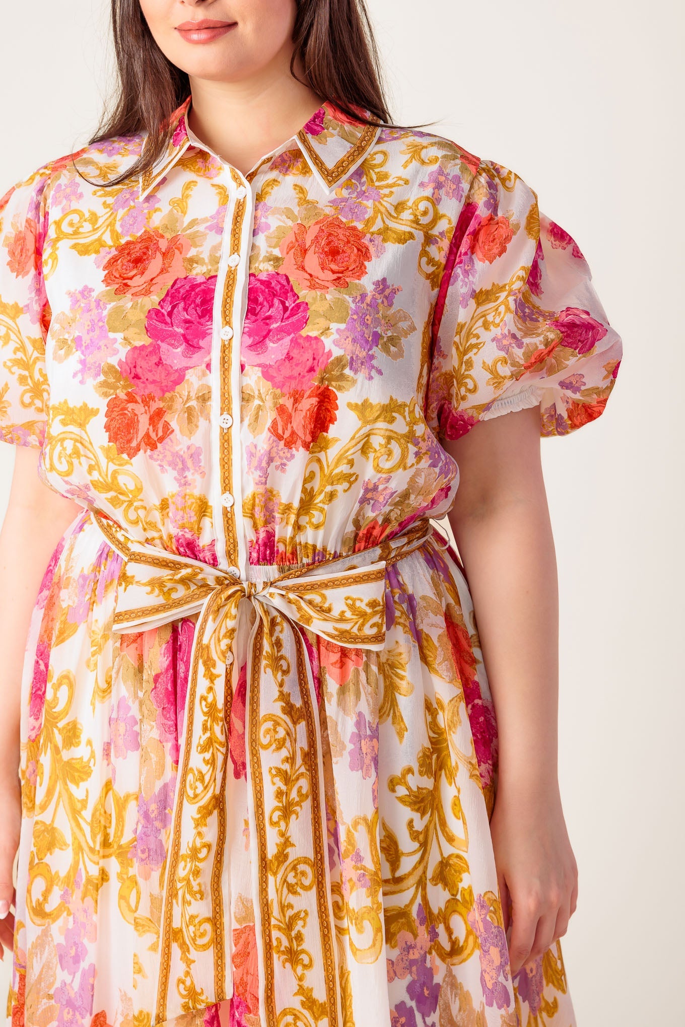 Garden Tapestry Ivory Floral Woven Midi Dress