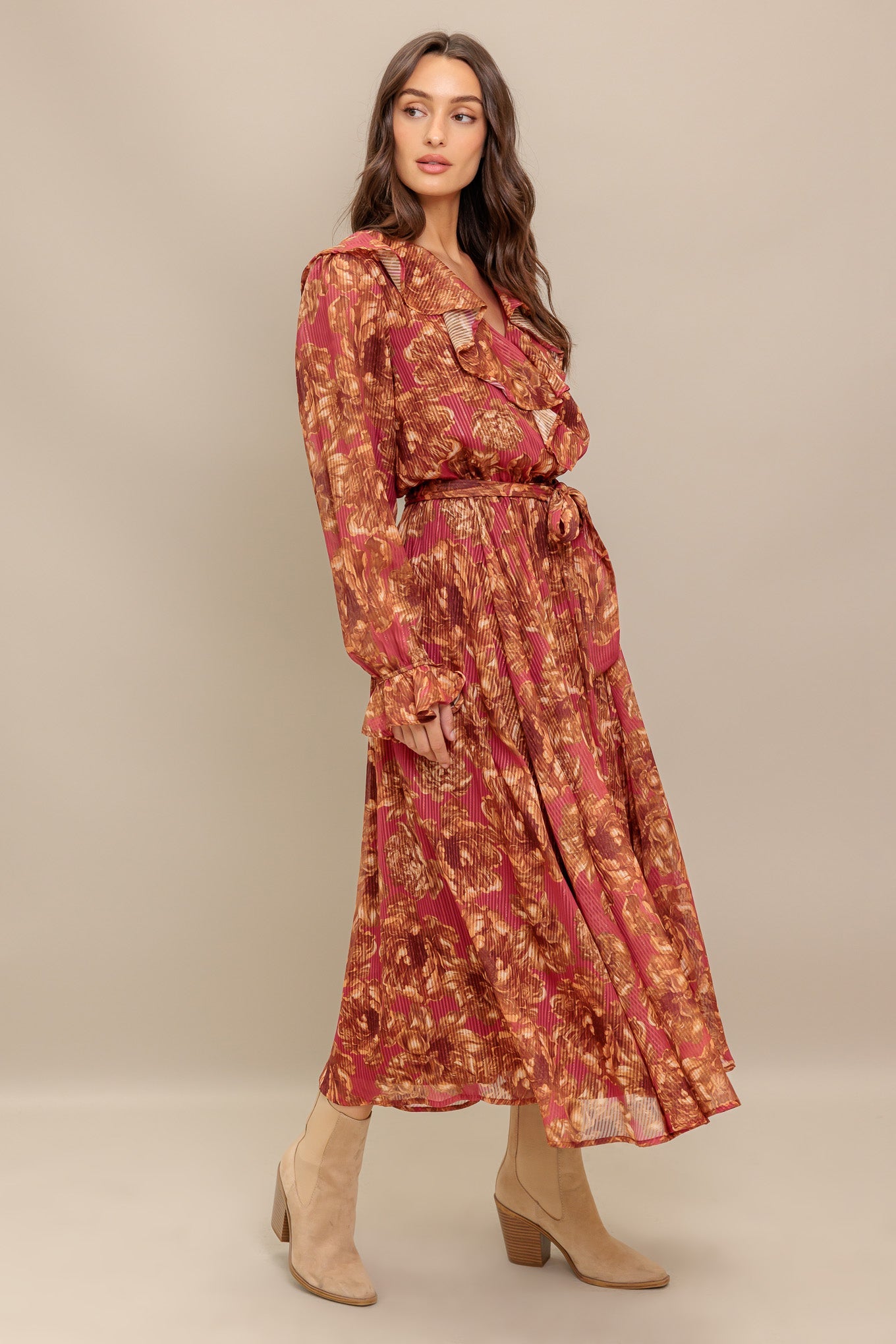 Autumn Sonata Woven Midi Dress