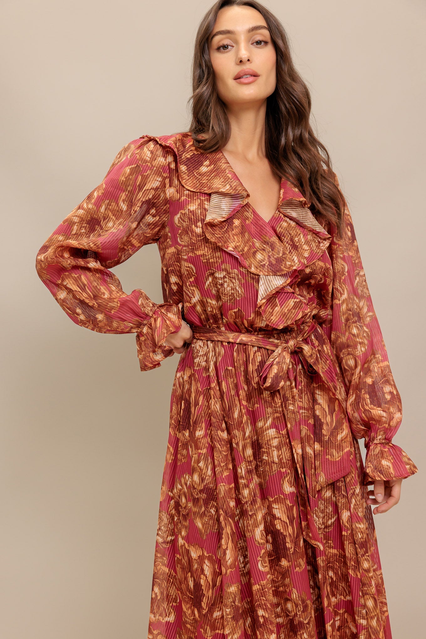 Autumn Sonata Woven Midi Dress