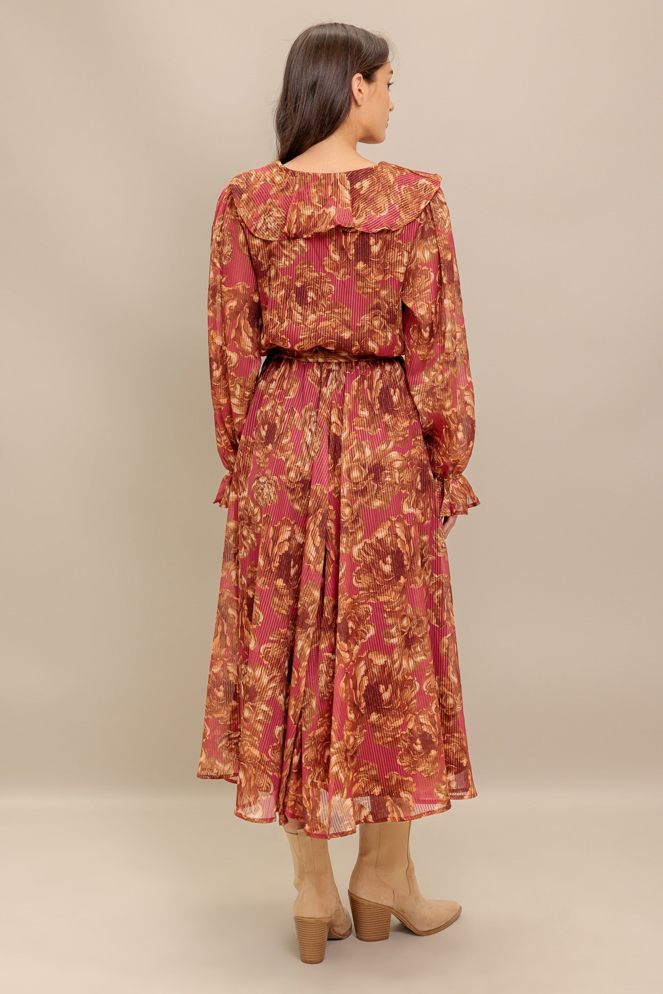 Autumn Sonata Woven Midi Dress