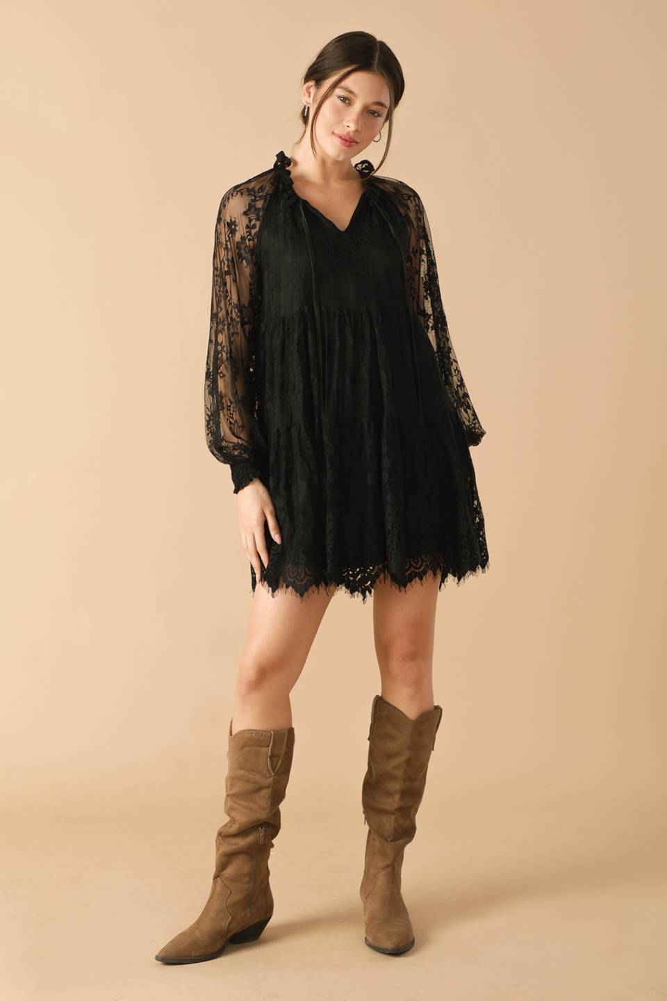 Woven Lace Mini Dress