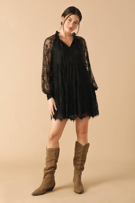 Woven Lace Mini Dress