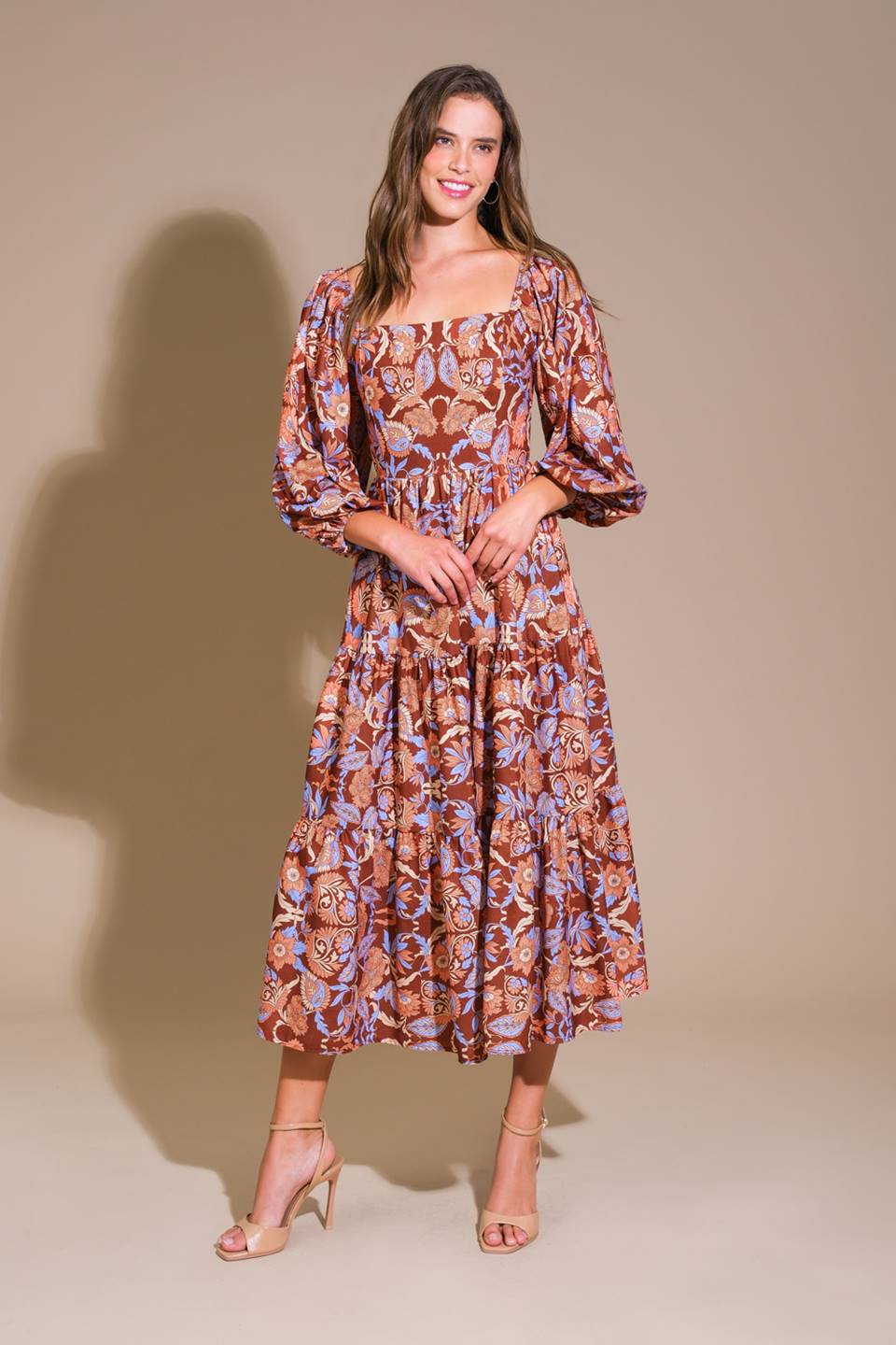 Keepping Tabs Woven Midi Dress