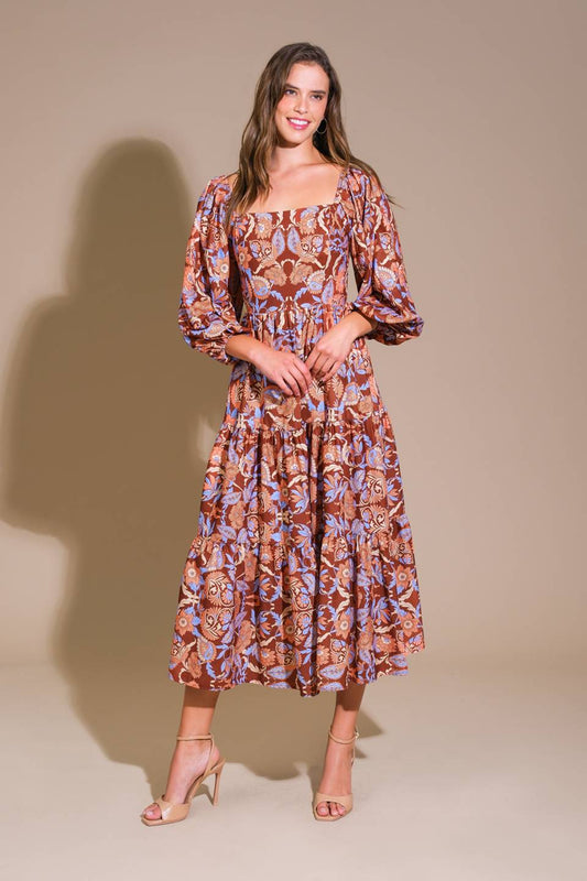Keepping Tabs Woven Midi Dress